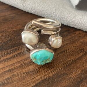 One Of A Kind Turquoise and Pearl Ring